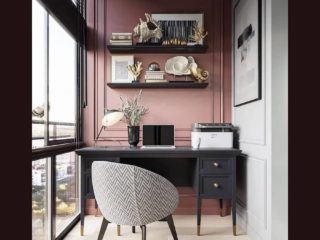 un coin bureau rose et noir