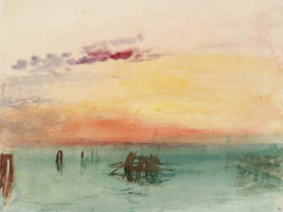 J. M. W. Turner (1775 – 1851), Venise : vue sur la lagune au coucher du soleil, 1840, aquarelle sur papier, 24,4 x 30,4 cm Tate, accepté par la nation dans le cadre du legs Turner 1856, Photo © Tate
