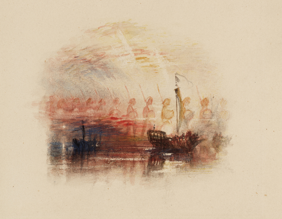 J. M. W. Turner (1775 – 1851), La Vision de Colomb, pour les Poèmes de Samuel Rogers, vers 1830–1832, graphite et aquarelle sur papier, 23,2 x 31 cm, Tate, accepté par la nation dans le cadre du legs Turner 1856, Photo © Tate