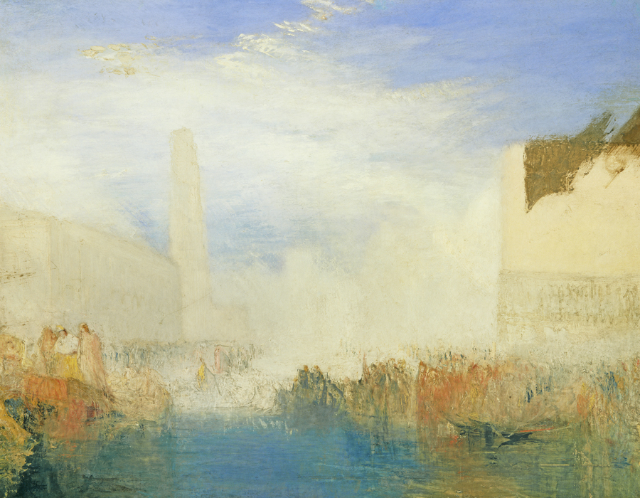J. M. W. Turner (1775 – 1851), Venise, la Piazzetta avec une cérémonie du Doge épousant la mer, vers 1835, huile sur toile, 91,4 x 121,9 cm Tate, accepté par la nation dans le cadre du legs Turner 1856, Photo © Tate
