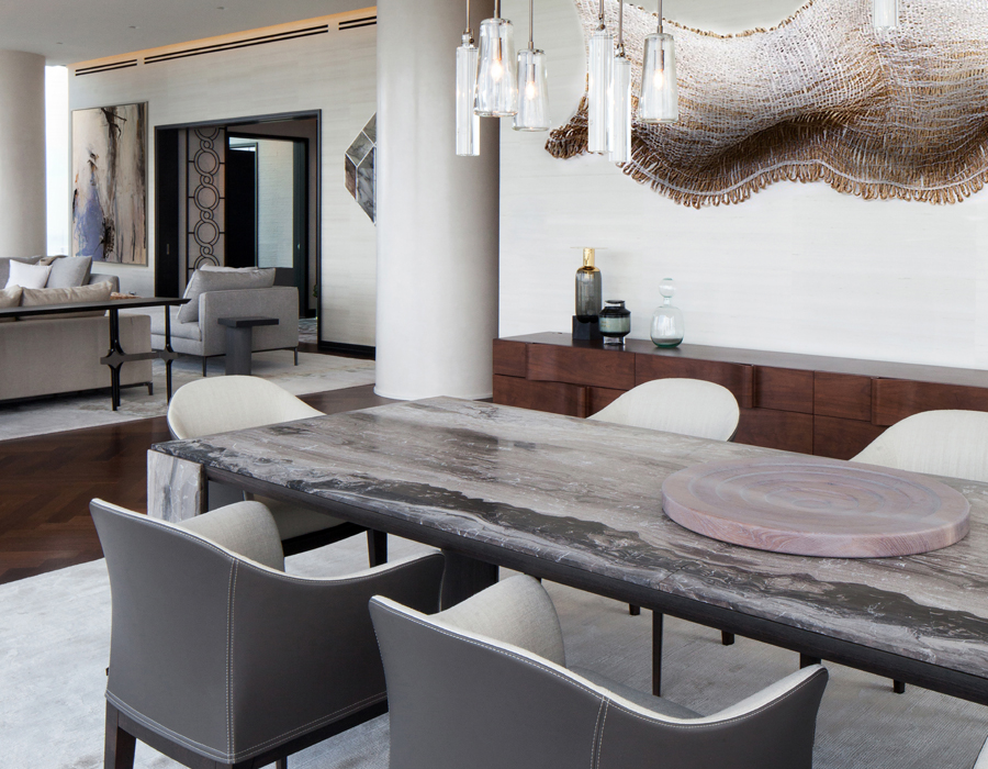 La salle à manger de l'appartement à Manhattan Jasmin Lam Interior & Design