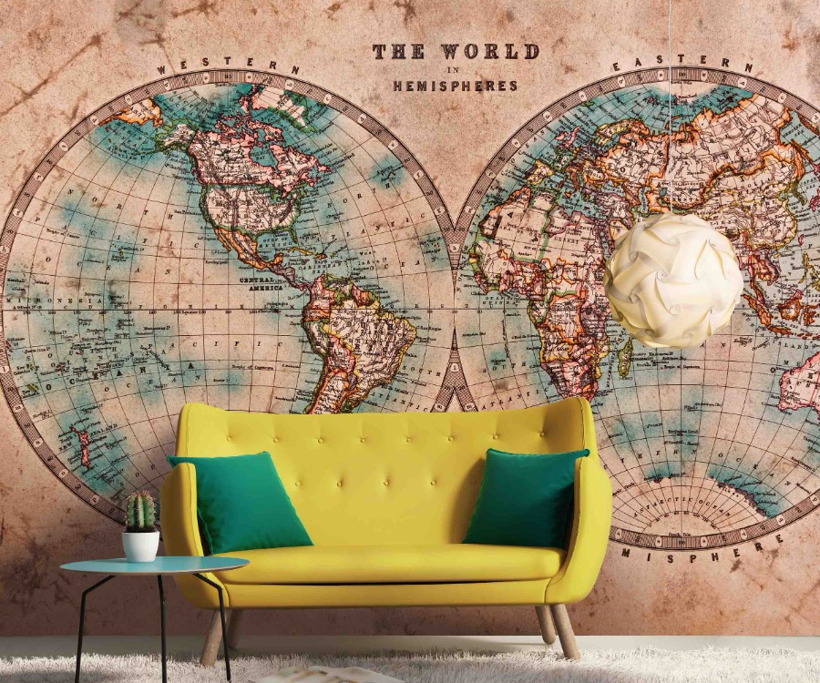 Papier peint décoration mural, la planète, the world hemispheres