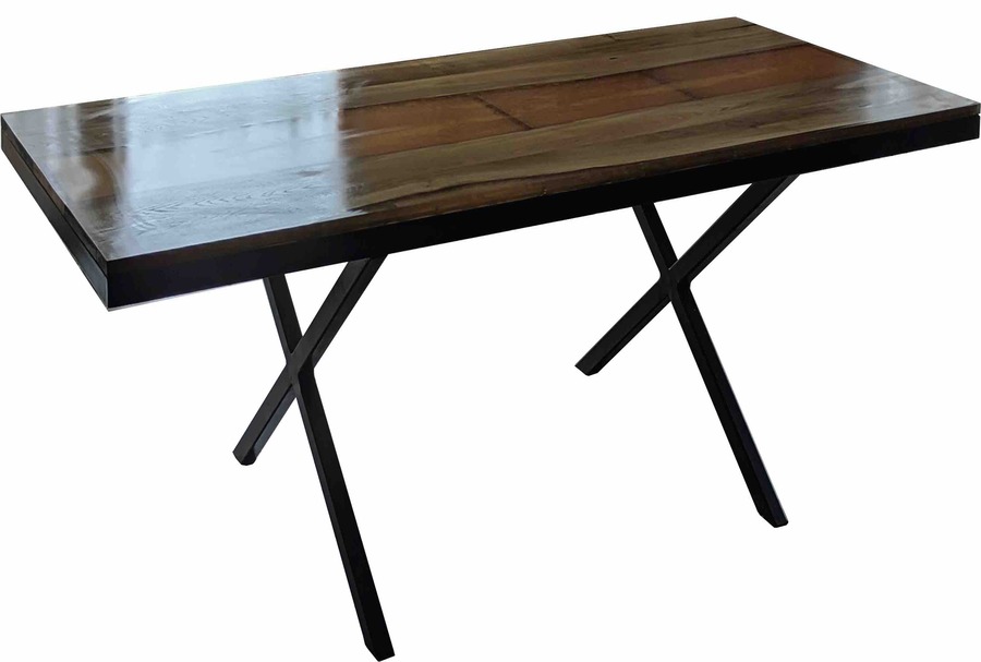 Grande table à manger en bois artisanale laqué