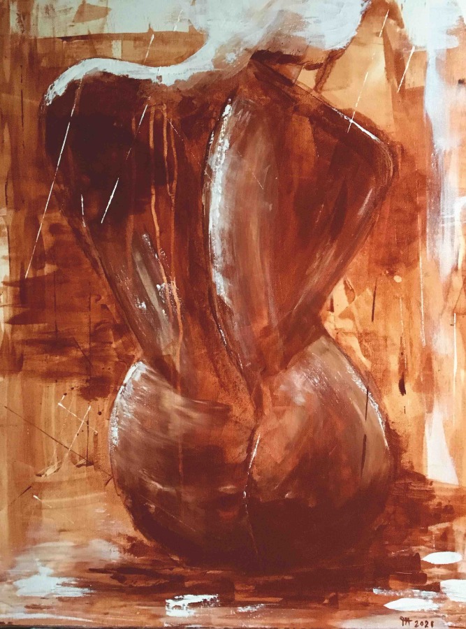 Tableau, art, une femme de dos, nue "Renaissance" de l'artiste peintre Françoise Augustine